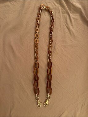 Tortoiseshell Link Bag Chain with Gold Clasps